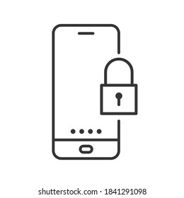 Blocked phone linear icon. Vector illustration. Smartphone security. Mobile security linear icon isolated