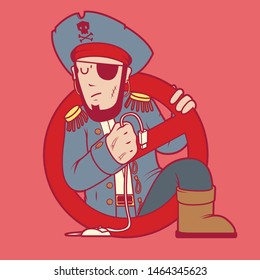 Blocked pirate vector illustration. Spam, Piracy, security, internet design concept