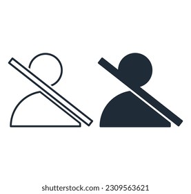 Jugador bloqueado, persona. Restringir acceso.Icono lineal vector aislado en fondo blanco.