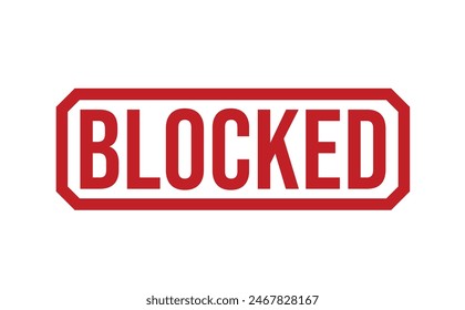 Blockierter roter Stempel auf weißem Hintergrund. Blockiertes Stempelzeichen. Blockierter Stempel.