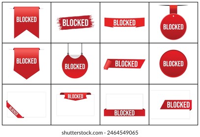 blocked red vector banner illustration isolated on white background