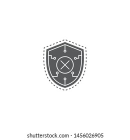 Blocked security shield vector icon isolated on white background