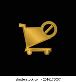 Carro de compras bloqueada E Símbolo de comercio icono metálico chapado en oro o vector de logotipo