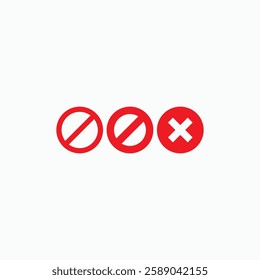 blocked sign red color vectors set 