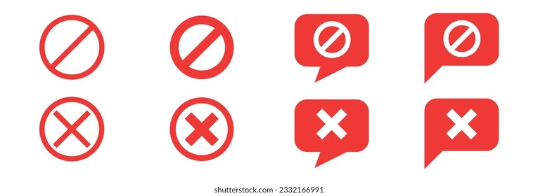 blocked social media, comment, reply icon red cross