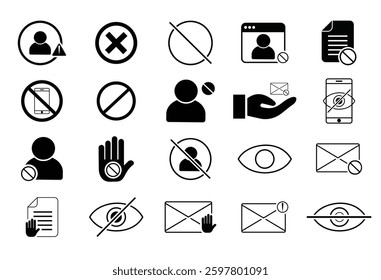 blocked social media,  reply icon  cross 