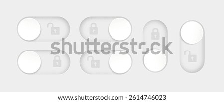 blocked and unlocked toggle switch buttons. Material design switch buttons set. Vector