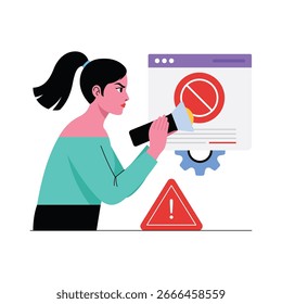 Ilustración plana de URL bloqueada. Archivo EPS 10