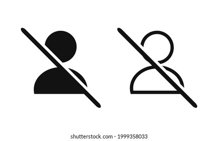 Blocked user, avatar. Block contact icon. Profile icon crossed out. Illustration vector.