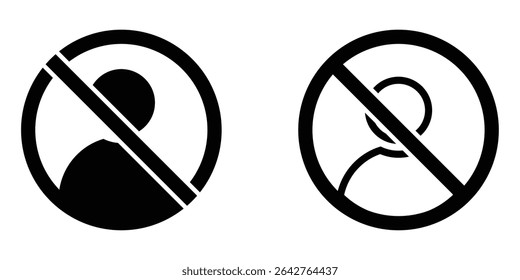 Blocked User and Disabled Account Icons – Flat and Outline Style Set for Social Media Restrictions, Vector illustration.