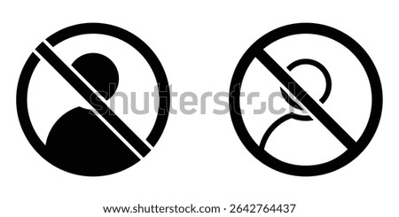 Blocked User and Disabled Account Icons – Flat and Outline Style Set for Social Media Restrictions, Vector illustration.
