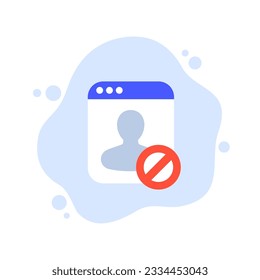 blocked user icon, flat vector