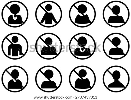 Blocked User Icon Set – Access Denied, Restricted Account, Profile Removal Vector