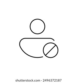 Icono de Usuario Bloqueado - Símbolo de Vector de una Persona Prohibida, Acceso Restringido, Suspensión de Cuenta, Prohibición, Sin Entrada, Limitación de Usuario, Permiso Denegado, Restricción de Acceso