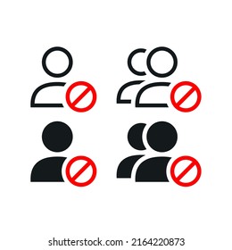 Blocked user person. Block profile icon. Stop group. Vector illustration