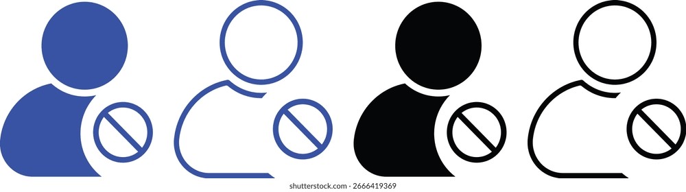 Persona de usuario bloqueada Conjunto de iconos, eliminar el signo de usuario, bloquear el símbolo de glifo de Cuenta Seguir, icono de usuario, aprobar usuario,
