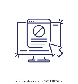 blocked web page line icon on white