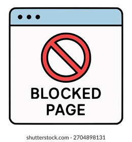 página da web bloqueada restrita vetor de cor plana modelo de ilustração design