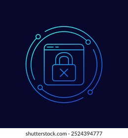 ícone de site bloqueado, página da web bloqueando design linear