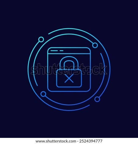blocked website icon, web page blocking linear design