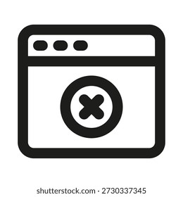Blocked website professional line icon. Professional Line Vector Icon with modern internet restriction concept, minimal clean outline design and scalable access denial symbol
