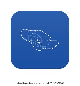 Blocked wheel icon blue vector isolated on white background