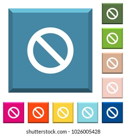 Blocked white icons on edged square buttons in various trendy colors