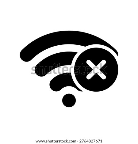 Blocked Wireless Wifi Signal and No Connection Vector Graphic Icon