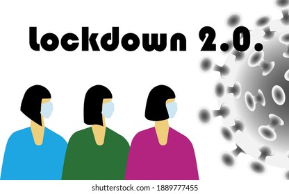 Blocking 2.0. People in protective medical masks. Coronavirus is a dangerous infection. Stylish print for news, websites, magazines. Vector illustration.