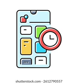 blocking app time management color icon vector. blocking app time management sign. isolated symbol illustration