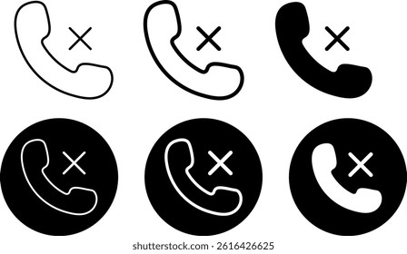 blocking phone icon set. Telephone call sign. Contact us. communication icons