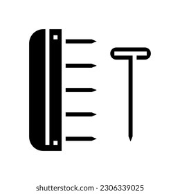 blocking pins knitting wool glyph icon vector. blocking pins knitting wool sign. isolated symbol illustration