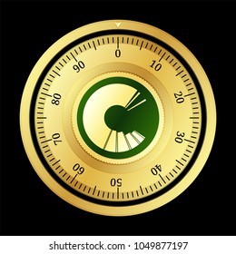 BlockMason Credit Protocol (BCPT) cryptocurrency safe lock. Eps10 vector illustration isolated on black background.