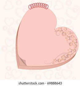Block-note in form of heart with decorative ornament