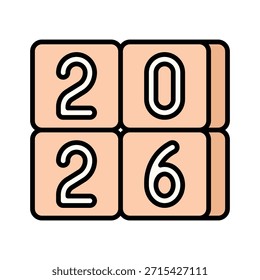 Bloques 2026 Números Ilustración vectorial Relleno Estilo Icono