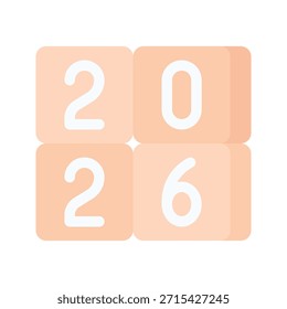 Bloques 2026 Números Ilustración vectorial Icono de estilo plano