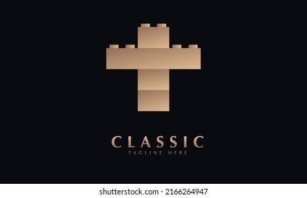 Blocks abstract icon silhouette vector monogram logo template