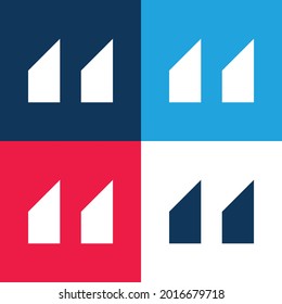 Bloques con recortes angulados azul y rojo cuatro colores conjunto de iconos mínimo