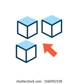 blocks with arrow data icon vector illustration design