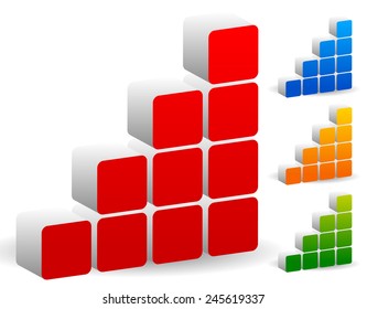 Blocks Bar Chart, Bar Graph Or Building Bricks Icon (Different Colors Included)