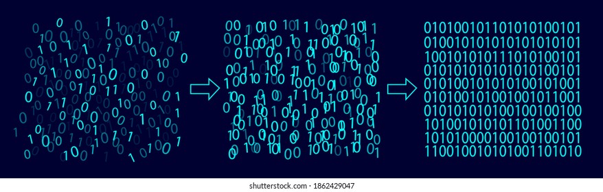 Blocks of binary computer code. Blue matrix of zeros and ones. Abstract digital background. Vector Illustration.