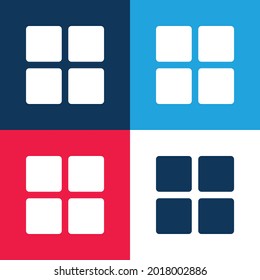 Blocks blue and red four color minimal icon set