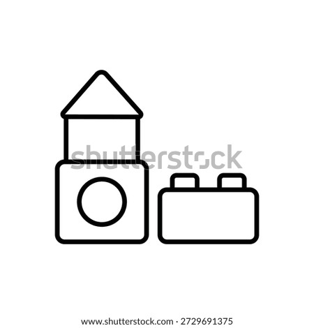 Blocks Building Bricks Line Icon: Kids Construction Toy
