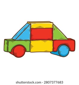 Blocks car icon. Subtable to place on toys, kids, etc.