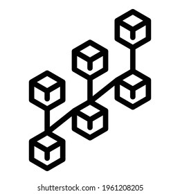 Blocks chain network icon. Outline Blocks chain network vector icon for web design isolated on white background