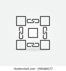 Bloques con icono o signo de esquema de concepto de criptodivisa de cadena vectorial