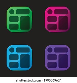 Blocks four color glass button icon