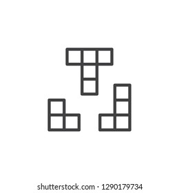 Blocks game line icon. linear style sign for mobile concept and web design. Brick pieces game outline vector icon. Symbol, logo illustration. Pixel perfect vector graphics