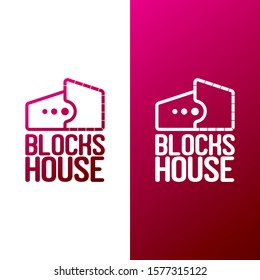 Blocks house modern logo concept