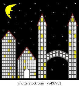 blocks and houses, abstract vector art illustration